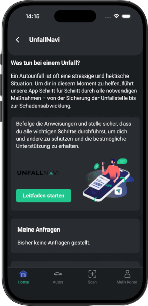 Fahrzeugschein App - UnfallNavi mit Schritt-für-Schritt Anleitung bei Autounfällen